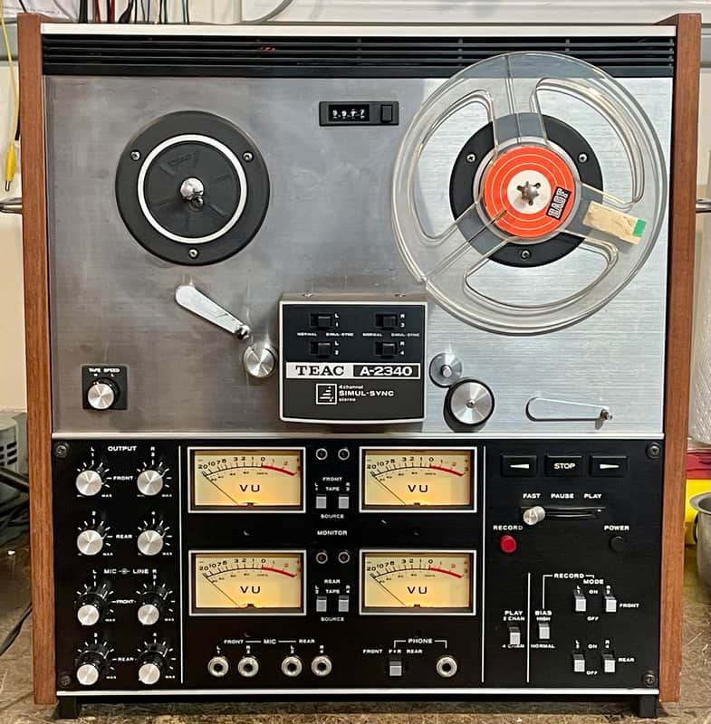 TEAC A-2340 1/4" 4-Track Reel to Reel Tape Recorder 1970s - Silver image 1
