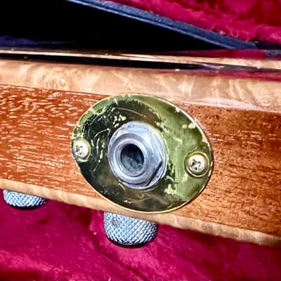 Moonstone FLAMING V flying v 1984 - Natural Paduak & maple burl image 13