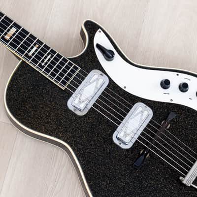 1960 Silvertone Stratotone Jupiter 1423 Vintage Guitar by Harmony USA w/ DeArmond Gold Foils, Case image 8