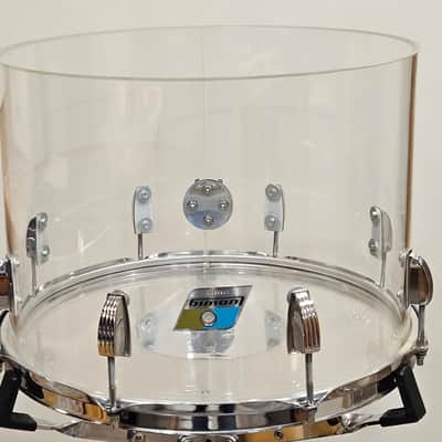 1970s Ludwig Vistalite Clear 10x14 Concert Tom Drum Blue/Olive Badge w/ Clip Mount image 7