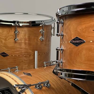 Craviotto 20/12/14" Solid Cherry Drum Set w/ Cherry Inlay - Kit #1161 image 3