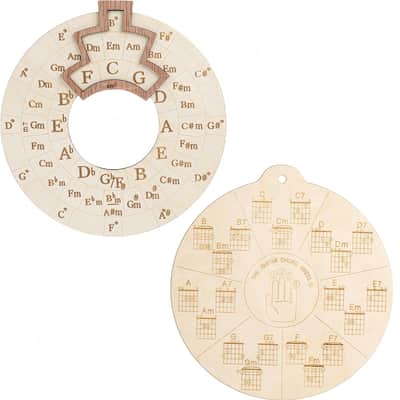 Wooden Melody Tool, Round Circle of Fifths Wheel Melody Tool with Guitar Chord Wheel, 6.3 inches Large Size Music Theory Learning Tool for Musicians, Songwriters, Beginners image 1