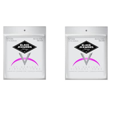 Black Diamond Guitar Strings 2-Packs Acoustic Medium Silver Plated N754M 13-56 image 1