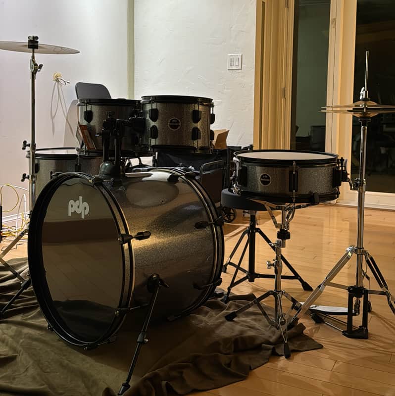 PDP PDP Encore Complete 5-Piece Drum Set With Hardware & Cymbals Mercury Sparkle 2024 - Mercury Sparkle image 1