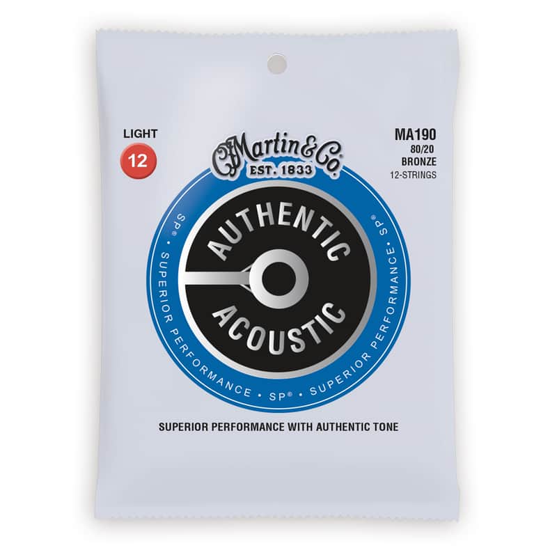 Martin MA190 Authentic Acoustic SP 80/20 Bronze 12-String Acoustic Guitar Strings - Light (.12 - .54) image 1