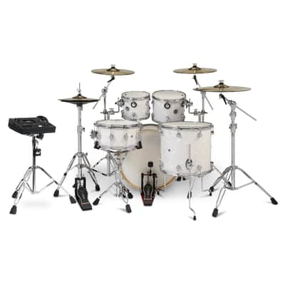 DW DWe 5pc Complete Electronic/Acoustic Drum Set w/Roland V51 White Marine image 3