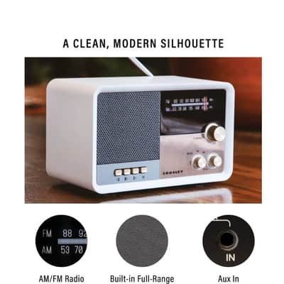Crosley CR3036D Tribute AM/FM Radio with Built-In Bluetooth - White Sand-NEW image 2