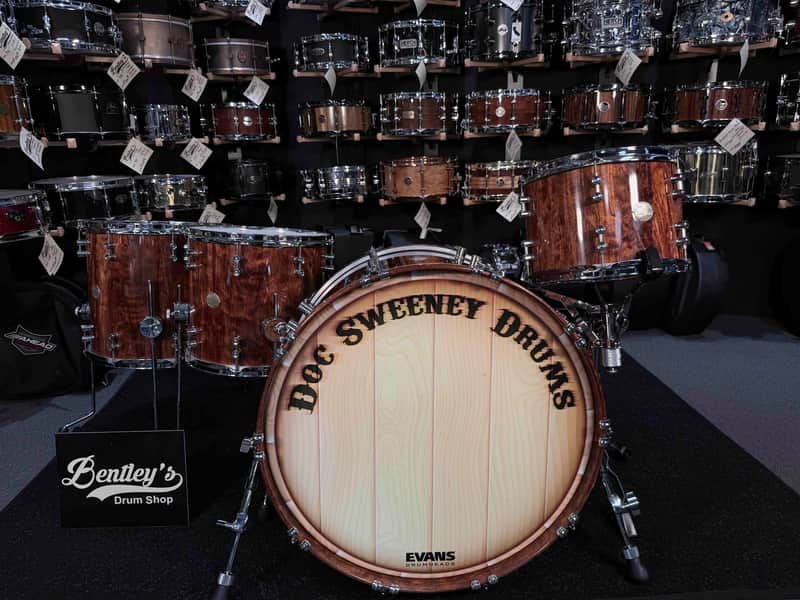 ~WOW!~ Doc Sweeney Drums 'Havana Nights' Caribbean Rosewood 13/14/16/24 Drum Kit Set in Hi-Gloss Poly Lacquer with Chrome Hardware image 1