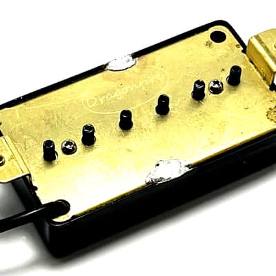 Dragonfire H90 Humbucker Cased / Sized Single Coil P90 Style Neck Pickup, Black Ring w/ White Inlay image 4