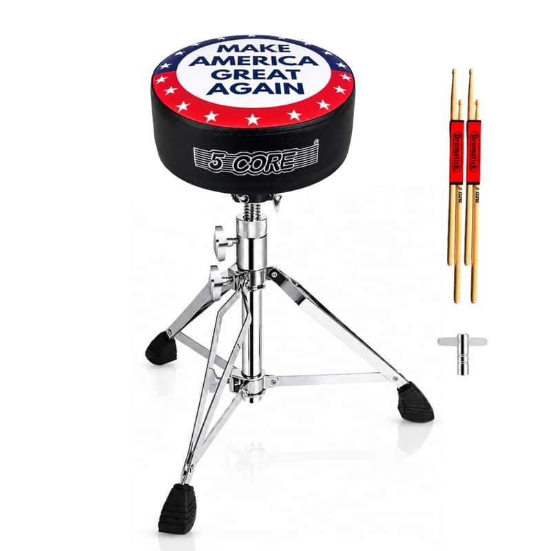 5 Core Drum Throne 4" Padded 23" Adjustable Drummer Stool Seat w Make America Great Again Insignia image 1