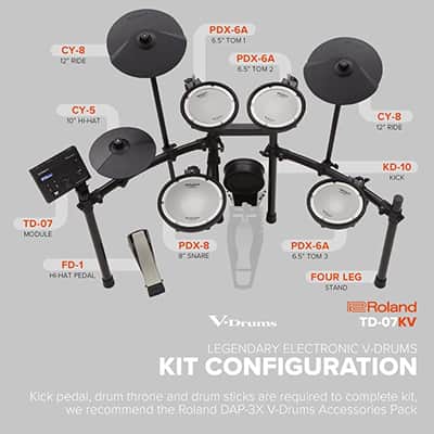 Roland TD-07KV V-Drums All-Mesh Electronic Drum Set image 3