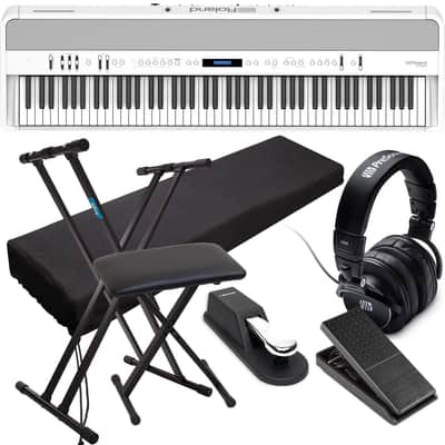 Roland FP-90X Digital Piano (White), Stand, Bench, Cover, Sustain Pedal, Presonus HD9, Yamaha FC7 Bundle