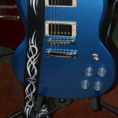 Epiphone SG Muse Guitar in Radio Blue Metallic w/Black Dunlop Straplocks & HSC image 1