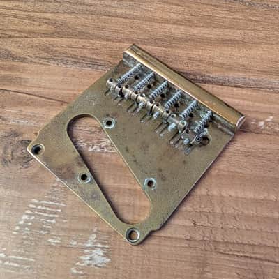 Schecter Telecaster Style Brass Guitar Bridge Complete W/Saddles Vintage 1970s image 1