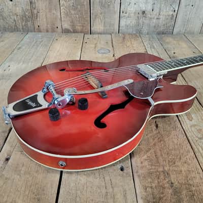 Harmony Rocket H53 1959-1965 with Bigsby with Floating Jazz Pickup - Nickel - Red image 8