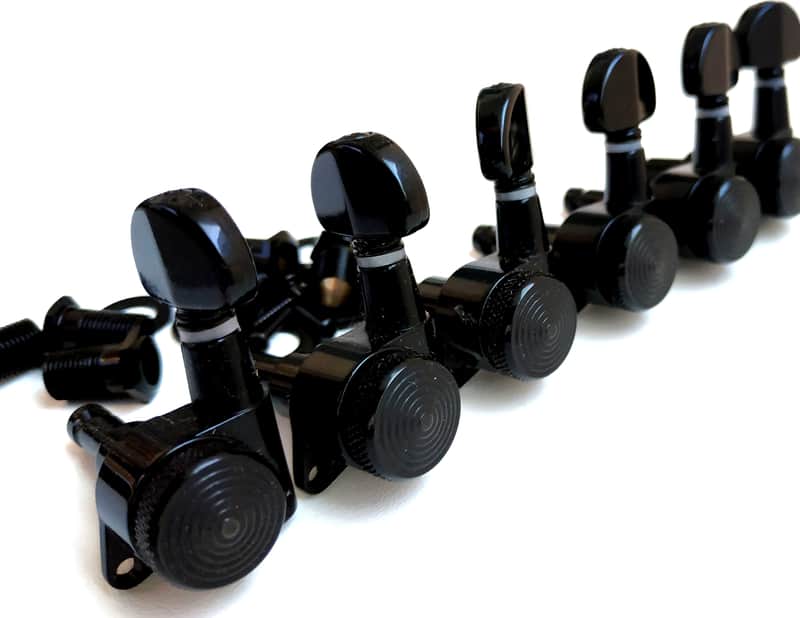 6 in line Black JinHo LEFTY locking Machine head, kidney bean buttons Bild 1
