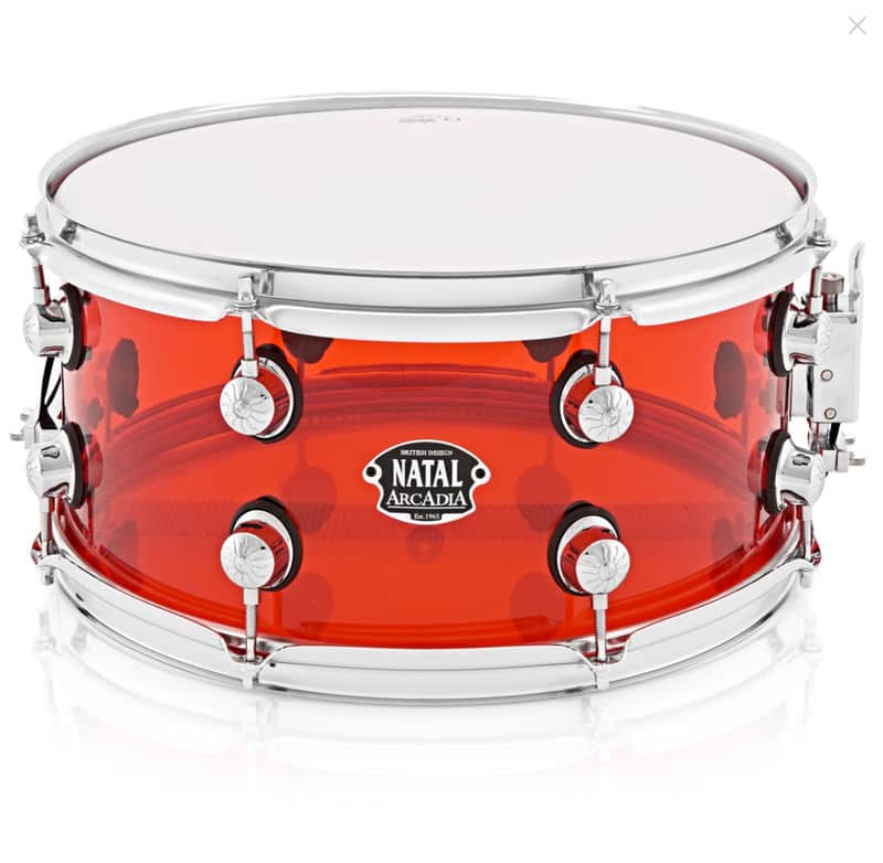 Natal S-AC-S465-RD1 Arcadia Acrylic Transparent Red 14" × 6.5" Snare Drum - New in Box image 1