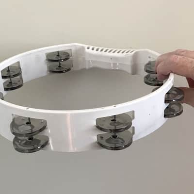 Tambourine or tamborine - 10" X 2" White image 4