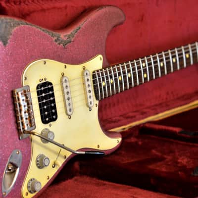 American Fender Stratocaster Relic Custom Nitro Pink Sparkle HSS CS Texas Specials image 3