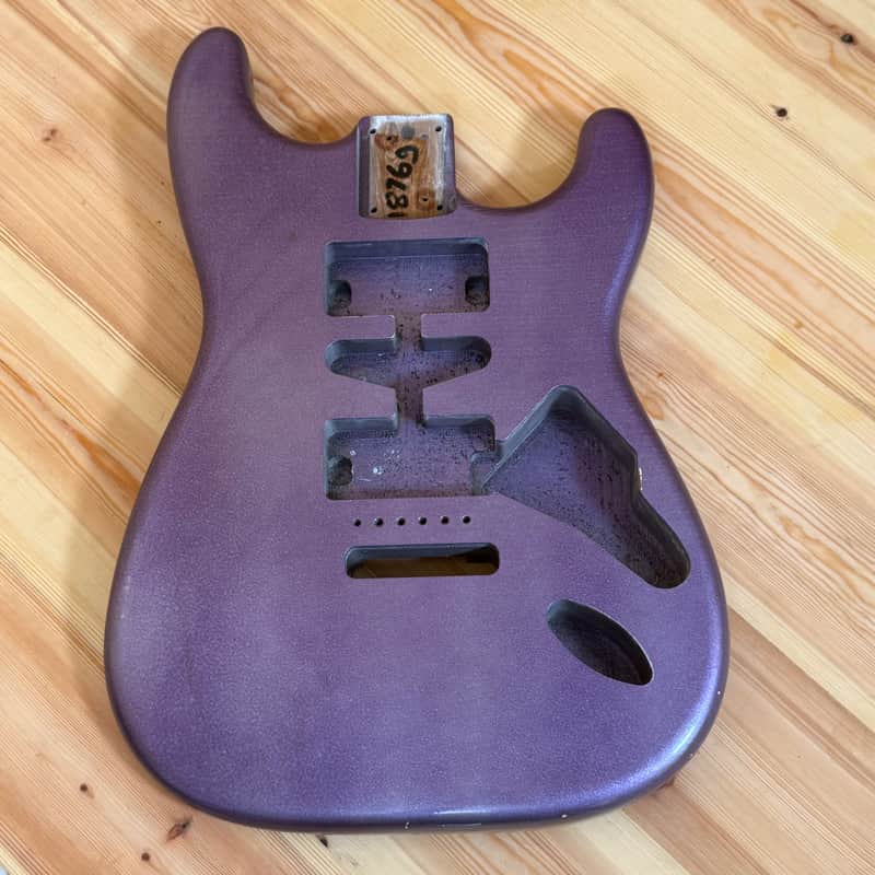 1876g Kohlin Guitars S-Type Roasted Pine replacement body Aged Nitro Relic Vintage purple sparkle Made in Sweden image 1