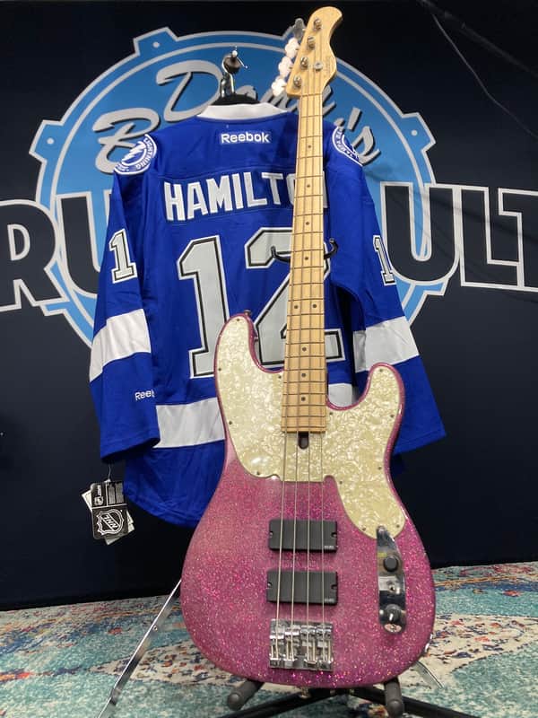 Tom Hamilton's Aerosmith, Sadowsky NYC - Pink Sparkle 4-String Bass (TH2 #11) PLUS Personalized NHL Hockey Jersey. AUTHENTICATED! image 1