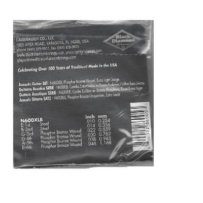 Black Diamond N600XLB Phosphor Bronze Black Coated Acoustic Guitar Strings, EXTRA Light image 2