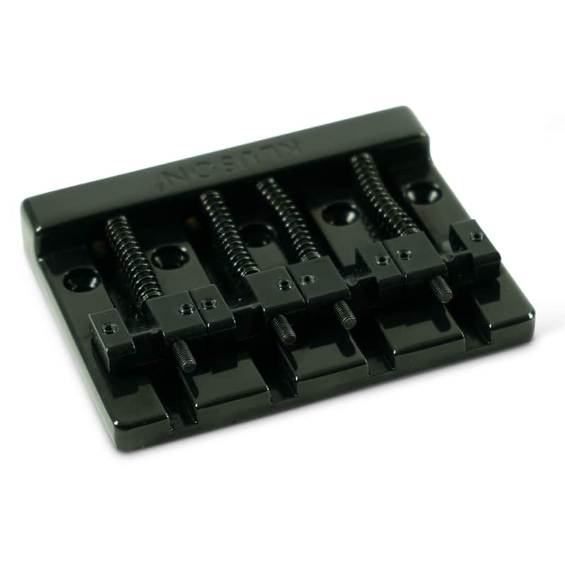 Kluson High Mass 4 String Bass Bridge Zinc With Brass Saddles Black image 1