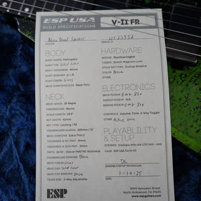 ESP USA V-II FR Alien Blood Splatter 6-String Electric Guitar w/ Hard Case (2025) image 16