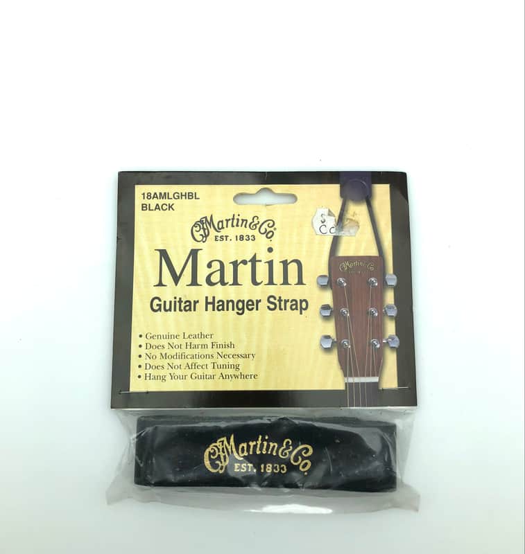 NOS Martin Leather Guitar Hanger Strap 18AMLGHBL - Black image 1