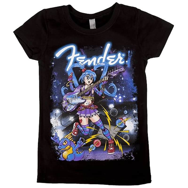 Fender Girls' Anime Rocker T-Shirt, Black, L (10 yr) 2016 image 3