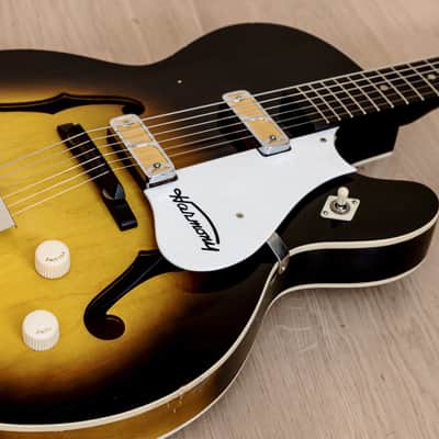 1963 Harmony Rocket H54 Vintage Electric Guitar Sunburst w/ DeArmond Gold Foils image 8