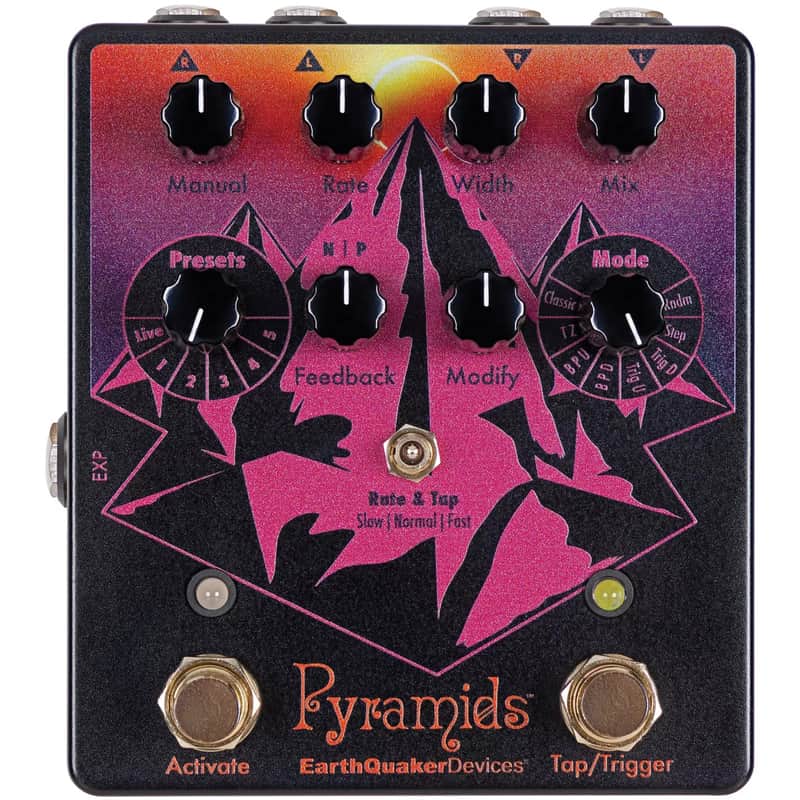 EarthQuaker Devices Pyramids Stereo Flanger Limited Edition Solar Eclipse - Black / Pink image 1