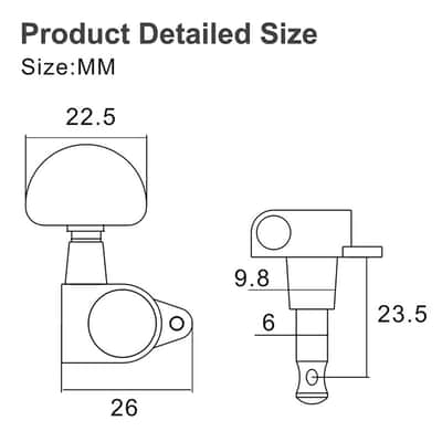 3L3R Guitar tuner pegs,Straight Sealed-gear Guitar Sealed Fan-shaped Tuning Pegs Tuner Machine Heads for Acoustic Electric Guitar Guitar Parts (Black) image 5