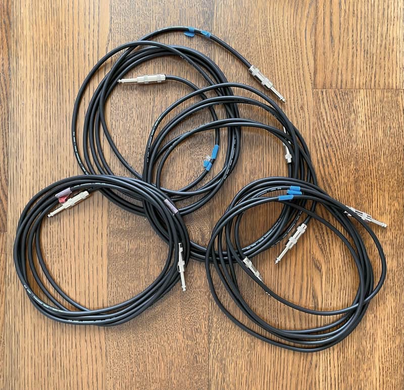 Four GLS 12-foot black TS mono instrument guitar modular synth patch cables image 1