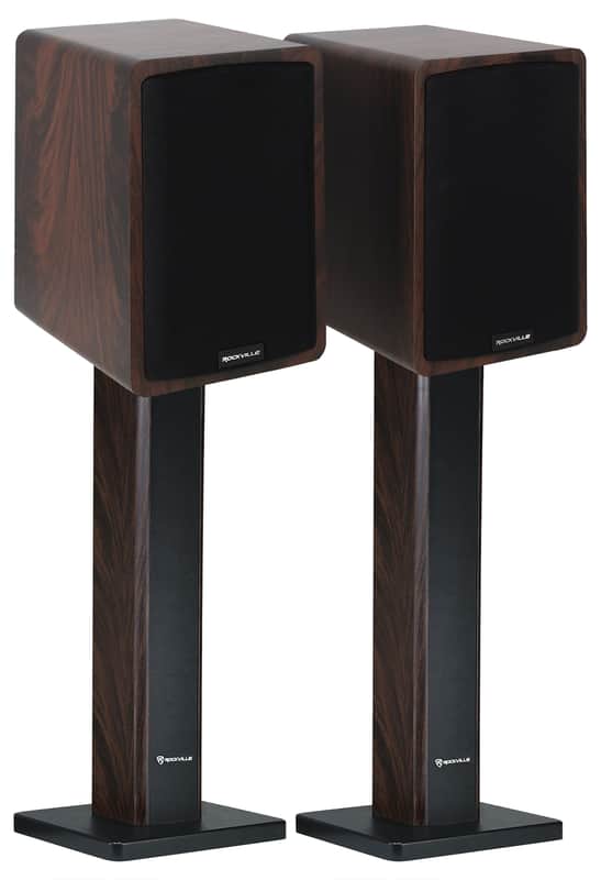 Immagine Rockville ELITE-5D 5.25" Powered Wood Bookshelf Speakers w/Bluetooth+28" Stands - 1