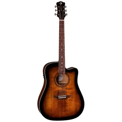 Luna Art Vintage Dreadnought Cutaway Acoustic-Electric Guitar Distressed Vintage Brown image 7
