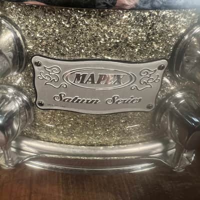 Mapex 14X5.5 Saturn Series Maple / Walnut Antique White Sparkle Snare Drum image 2