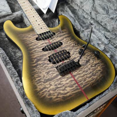 Schecter USA CUSTOM SHOP CET 50th Anniversary PROTOTYPE Metallic Gold w/Black Burst 6-String Electric Guitar w/ Black Tweed Case image 6
