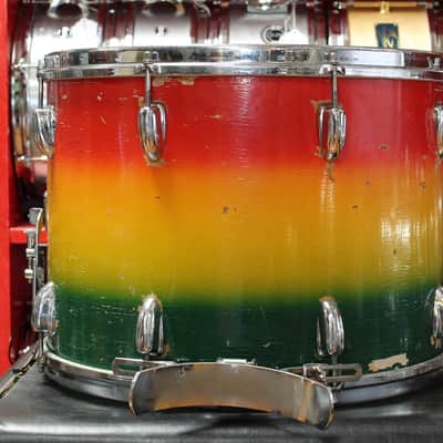 1960's Slingerland 12"x16" Marching Snare Drum in Red/Yellow/Green Duco image 4