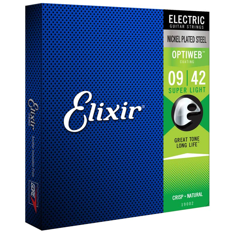 Elixir 19002 Optiweb Nickel Plated Steel Electric Guitar Strings - Super Light (9-42) image 1