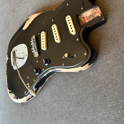 WARMOTH JAZZMASTER BODY • MJT BLACK NITRO RELIC • MASTERY BRIDGE & VIBRATO • NO PICKUPS image 21