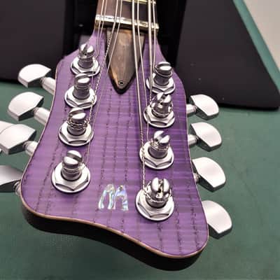 Warwick Dolphin Pro 1 - 8 String Custom Shop Masterbuilt 2022 - AAA Flame SOLID French Ash over Satin Transparent Purple Grape Flavor image 14