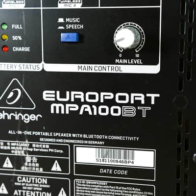 Behringer MPA100BT All-in-One 100W Active Portable PA Speaker CG0095K image 7