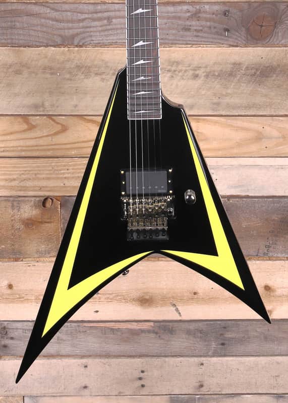 ESP Alexi Laiho Arrowhead SE 20th Anniversary Electric Guitar Black w/Yellow Pinstripe & Case image 1