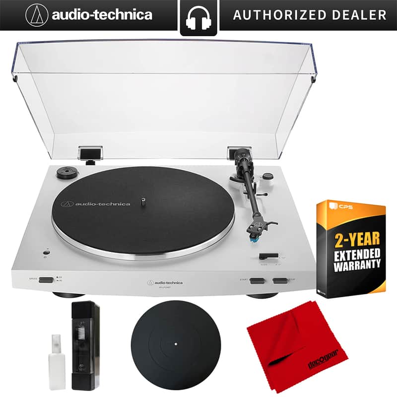 Audio-Technica Fully Automatic Wireless Belt-drive Turntable, White w/ 2 Yr Warranty Bundle image 1