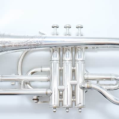 Boston Musical Instrument Company 3 Star Bb/A Cornet 1910 - Silver image 6