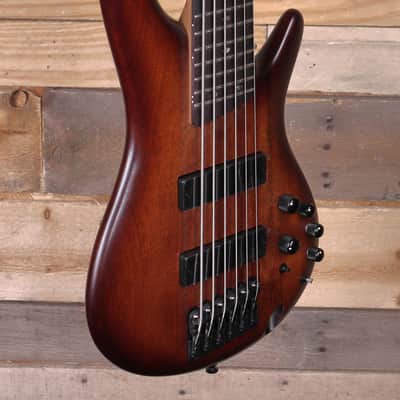 Ibanez SR506A 6-String Bass Mahogany Brown Burst Low Gloss image 2