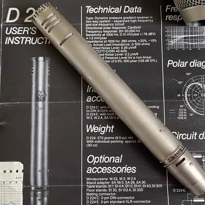 1979 AKG D224E Vintage Dynamic Microphone + Extras image 11