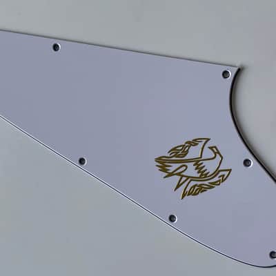 For Gibson Firebird Gold 3D Logo Guitar Pickguard 3 Ply White image 5