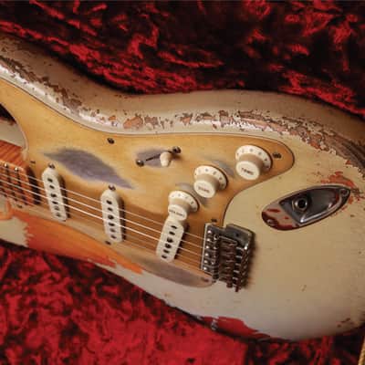 Fender Custom Shop Masterbuilt 1958 Stratocaster Heavy Relic 2020 - Heavily Aged Pale Sonic Blue Over Choc Faded 3-Tone Sunburst (Heavy Relic) image 20